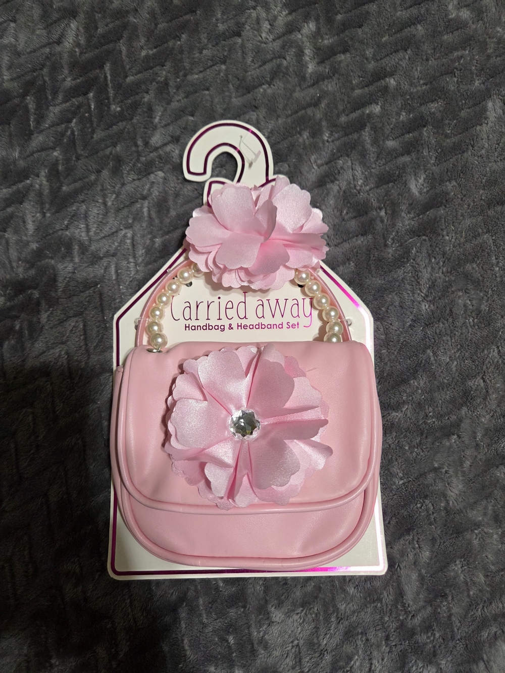 Pink Flower Handbag and Headband Set